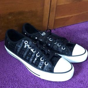 Converse All Star Black Sequin 7 NEW